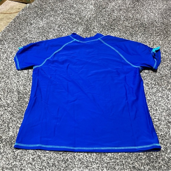 L.L.Bean Girls Blue Short Sleeve Sun Surf Rash Guard Swim Shirt XL 18 - Picture 6 of 7